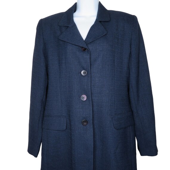 Vintage 90s Navy Blue Overcoat Trench Coat 10 Mid… - image 2