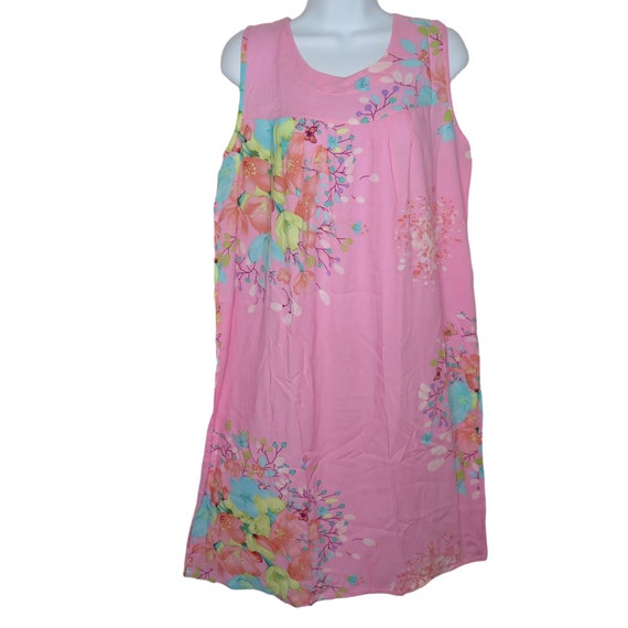 Vintage Womens New Pink Floral Shift Tank Dress M… - image 2