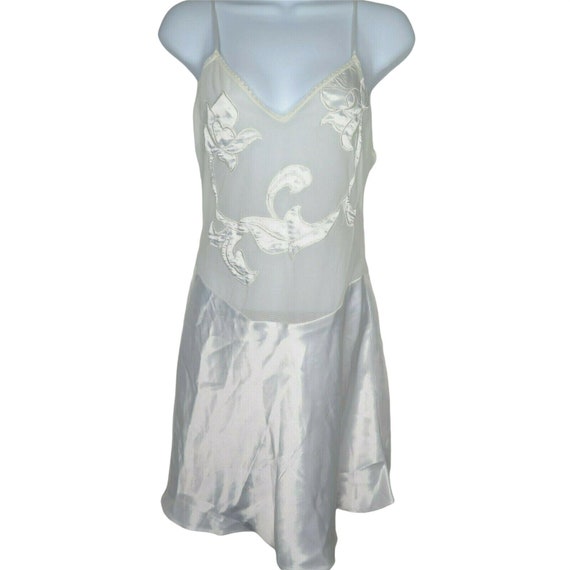 Vintage Josie White Slip Nightgown S Sheer Net Fl… - image 2