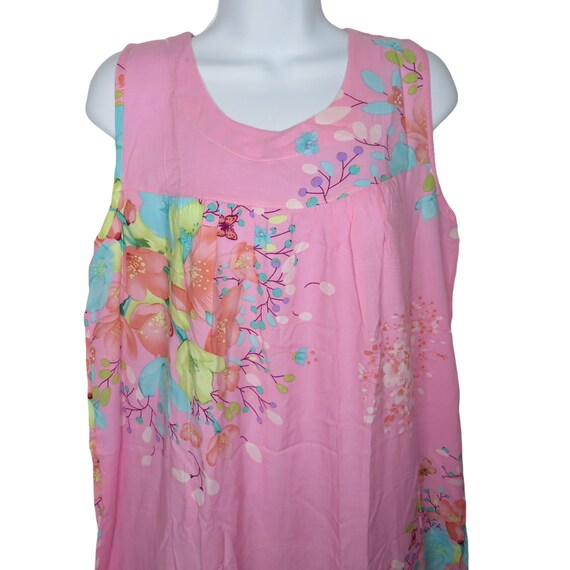 Vintage Womens New Pink Floral Shift Tank Dress M… - image 1