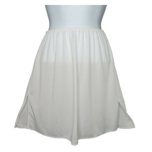 Vintage Vassarette White Full Mini Half Skirt Slip S Side Slit Satin Polyester
