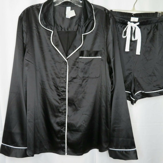 Vintage Star Above Pajamas Set XL Black Shirt Top Short Pants New Old Stock  -  Sweden