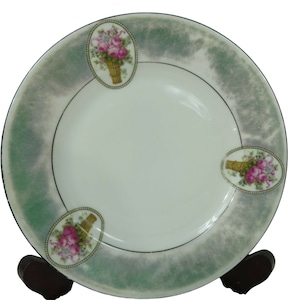 Victoria Czechoslovakia China Bread Butter Plate Flower Baskets 7 1/2&quot; Vintage