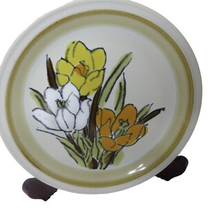 Lot of 4 Vintage 70s Acsons Adela Floral 7.5&quot; Stoneware Bread Butter Salad Dessert Plates Mid Century Modern Made in Japan
