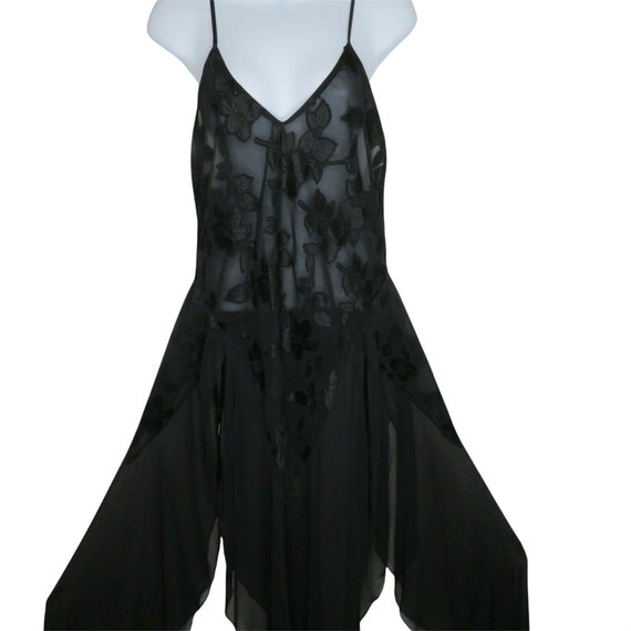 Vintage Morgan Taylor Sheer Black Slip Nightgown … - image 3