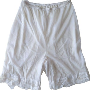 Vintage 50s Vanity Fair Slip Petti Leg Panties XS White Nylon Lace Modest Glam USA