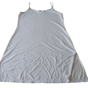 Vintage 60s Vassarette White Full Dress Slip M Nylon Stretch Modest Lingerie USA