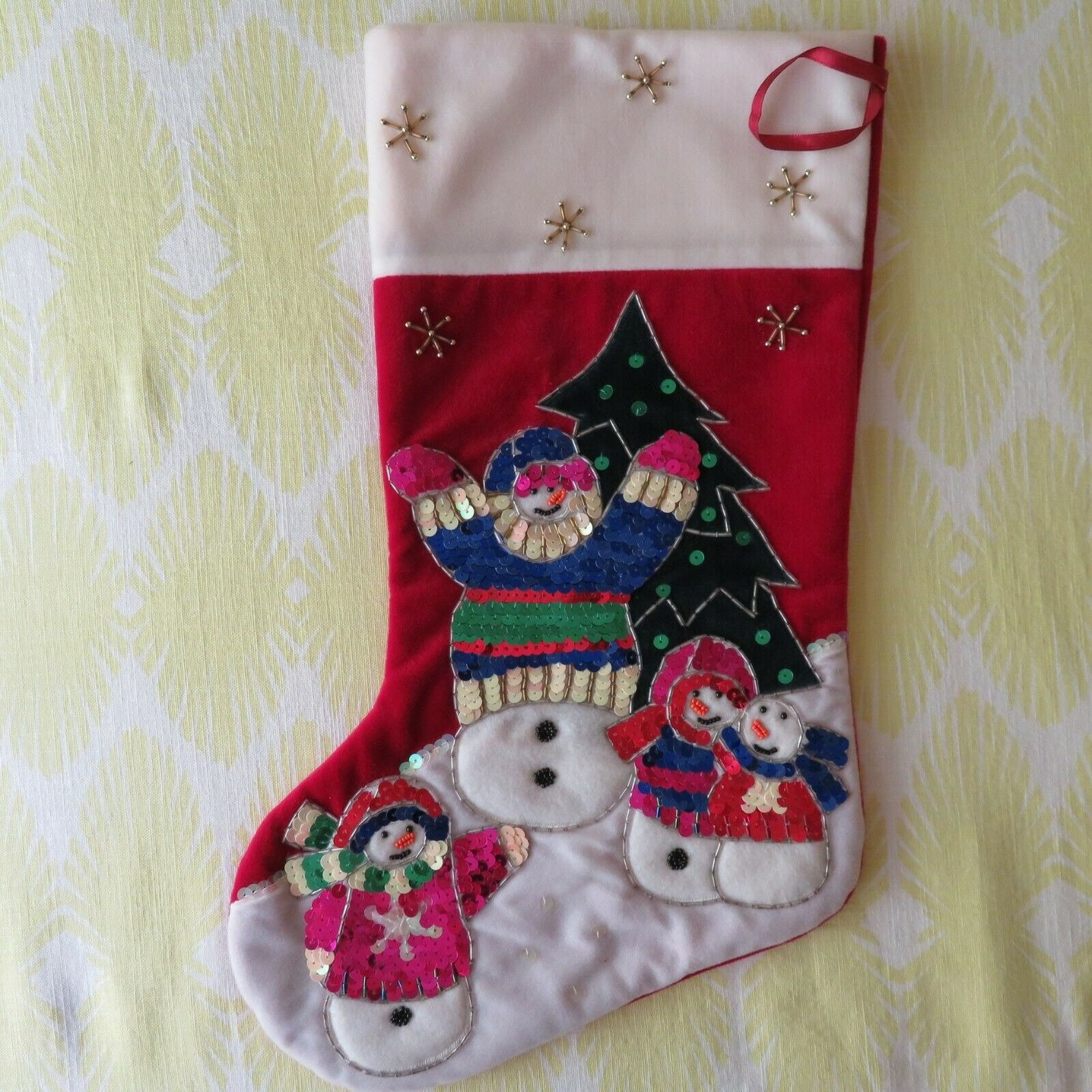Vintage Hand Made Holiday Stocking Christmas Snowman Tree 80s Etsy
