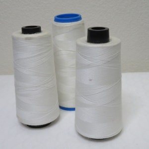 Lot of 3 Vintage Serger Overlock Sewing Thread Cones Spools White 2 NEW 1 Partially Used