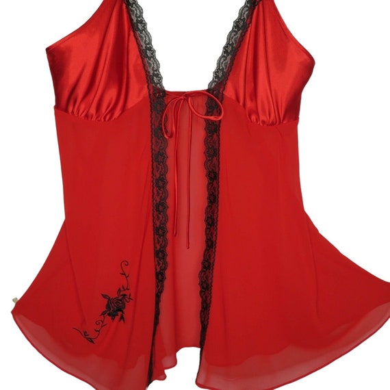 Secret Treasures Sheer Red Babydoll Nightgown L O… - image 5