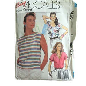 Vintage 80s McCalls 9501 Size 16 Mod Pullover Tops 3 Styles CUT
