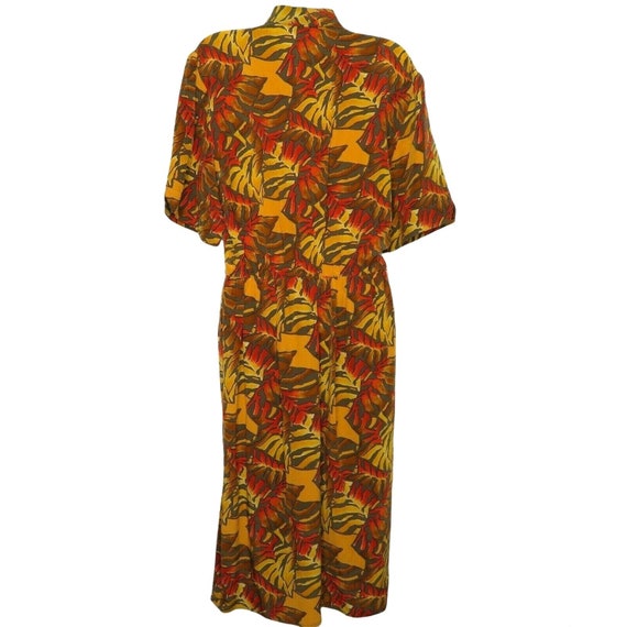 Vintage Silk Shirt Dress M Orange Brown Abstract … - image 8