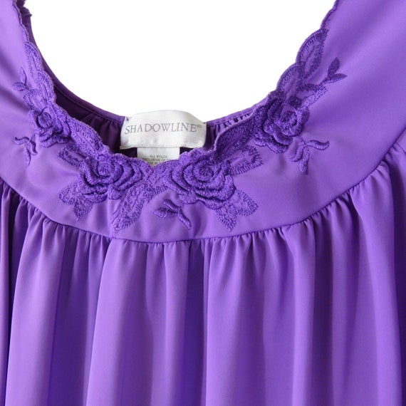 Vintage 80s ShadowLine Purple Night Gown Medium K… - image 6