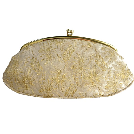 Vintage MCM Gold Metallic Floral Brocade Evening … - image 1