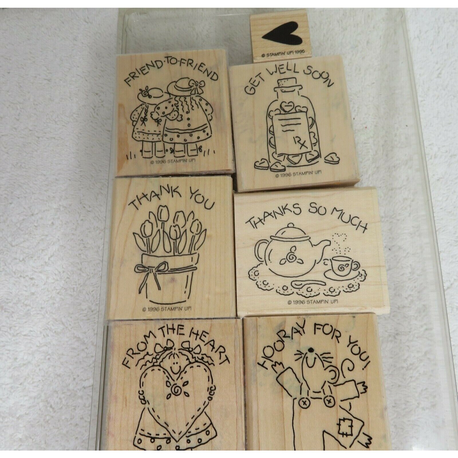 Stampin Up 1996 Vintage Wood Mounted Rubber Stamp Lot of 9 Etsy