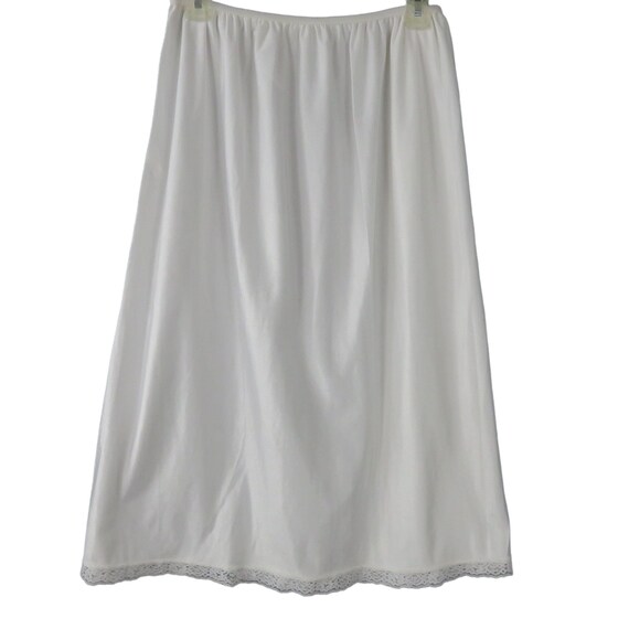 1970s White Pleated Hem Slip Dress