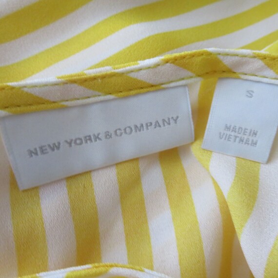 Vintage New York Company Yellow Striped Top Blouse S Gathered Tie Bow Hem Long Sleeve Etsy UK