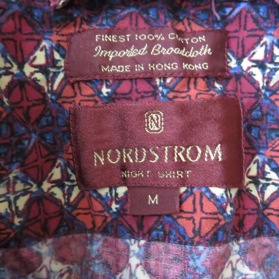 Vintage Nordstrom Night Shirt Gown M Blue Red Imp… - image 7