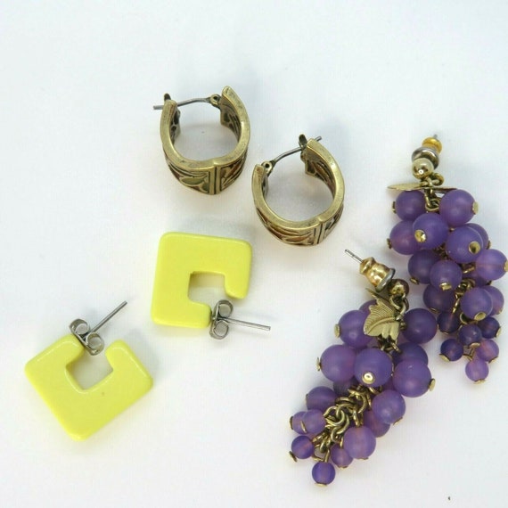 Lot of 3 Pairs Vintage Pierced Earrings Wire Post… - image 4