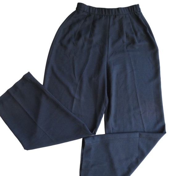 Handmade Black Elastic Waist Retro Wide Leg Crop Pants