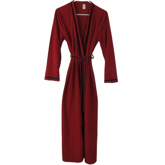 Vintage 60s Velara Red Velour Robe Housecoat M Be… - image 3