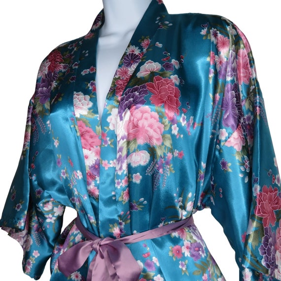 Vintage Knee Length Kimono Robe Womens OS Multico… - image 4