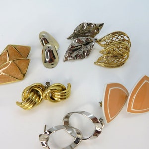 Lot of 7 Pairs of Vintage Pierced Earrings Posts Mid Century Modern Mixed