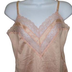 Vintage Vanity Fair Pink Camisole Slip Tank Top S Nylon Spitze USA Made New Old Stock