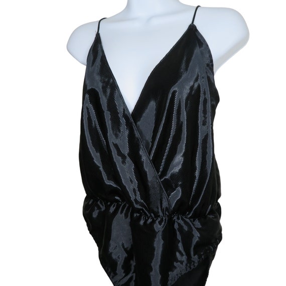 Vintage Delicates Black Satin Teddy One Piece S S… - image 3