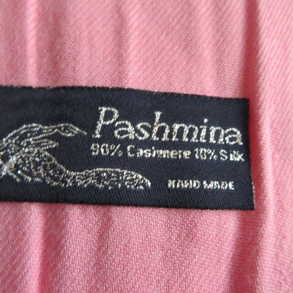 Vintage Handmade Pink Pashmina Scarf Wrap 90% Cas… - image 8