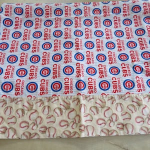 Vintage Pair of 2 Standard Size Handmade Pillowcases Chicago Cubs Baseball Deadstock