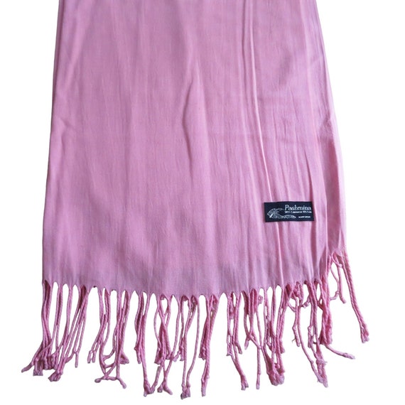 Vintage Handmade Pink Pashmina Scarf Wrap 90% Cas… - image 3