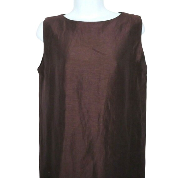 Vintage 80s/90s Eileen Fisher Brown Maxi Tank Dre… - image 1