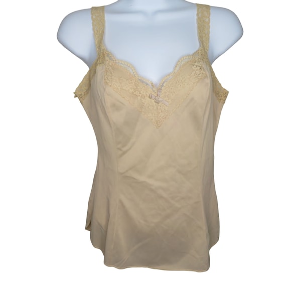 Vintage OLGA Nude Camisole Tank Top S Nylon Lace … - image 3