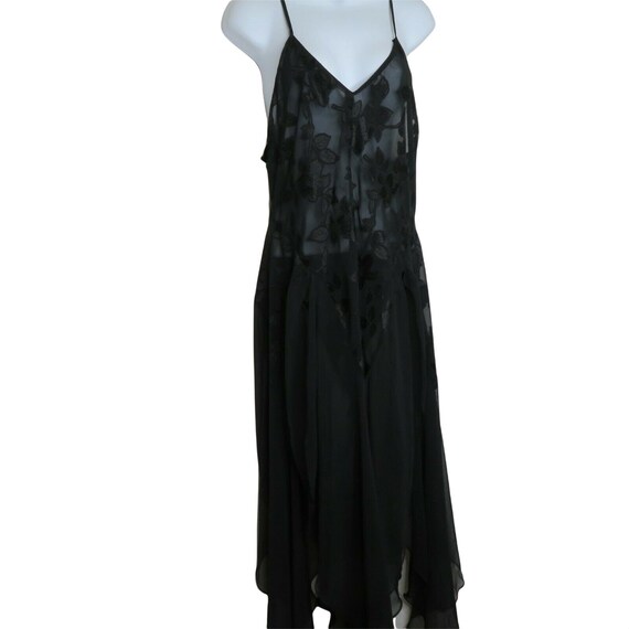 Vintage Morgan Taylor Sheer Black Slip Nightgown … - image 9