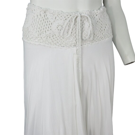Vintage 90s Women's White Boho Skirt Hand Crochet… - image 7