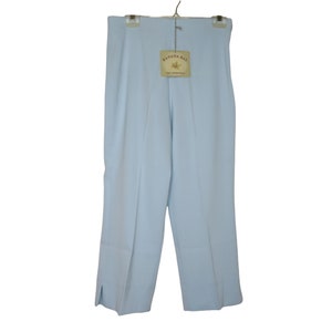 Vintage anni &#39;80 Banana Bay Cropped Cigarette Pants 8 Baby Blue Vita alta Stretch Resort Cruse Wear