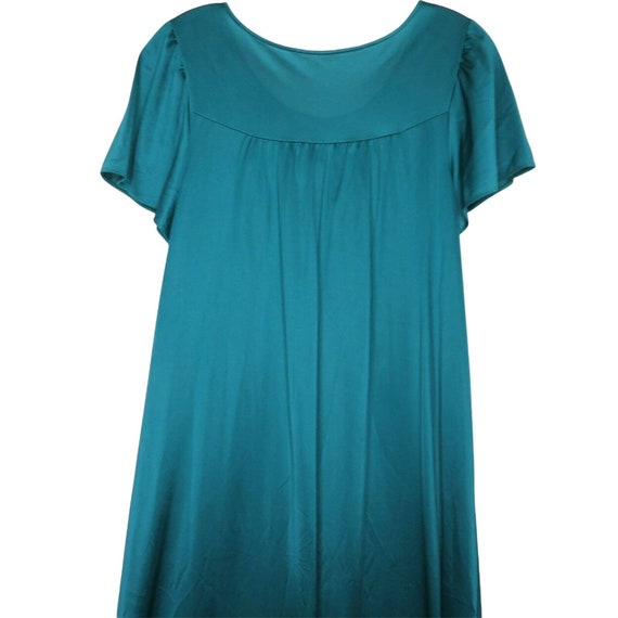 Vintage 70s Shadow Line Long Teal Green Nightgown… - image 10