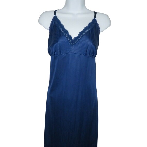 Vintage 70s Maidenform Royal Blue Full Slip Dress… - image 6