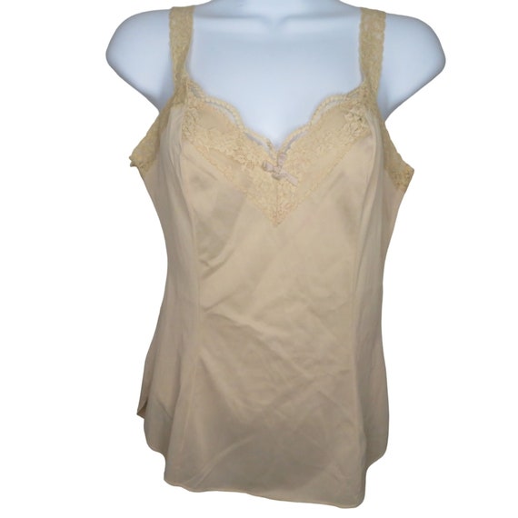 Vintage OLGA Nude Camisole Tank Top S Nylon Lace … - image 2