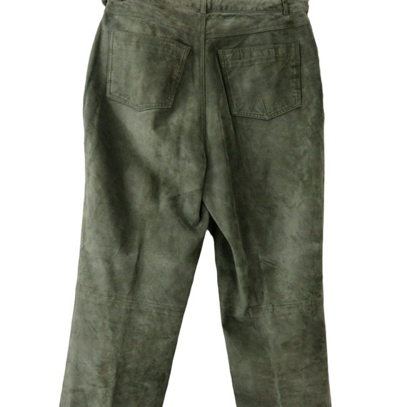 Brandon Thomas Green Suede Leather Pants M High W… - image 8