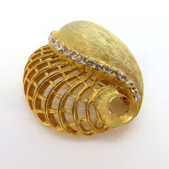 RARE Vintage 50s ULTRA Large 2" Shell Brooch Pin … - image 2