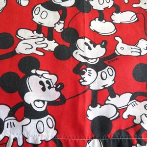 Vintage 60s Disney Mickey Mouse Twin Flat Sheet Red No Iron Percale Made in USA
