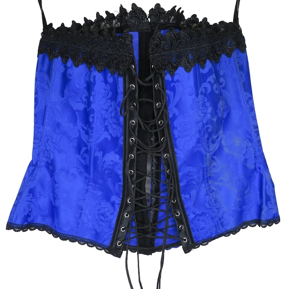 Fredericks of Hollywood CORSET Size 38 Blue Embos… - image 1