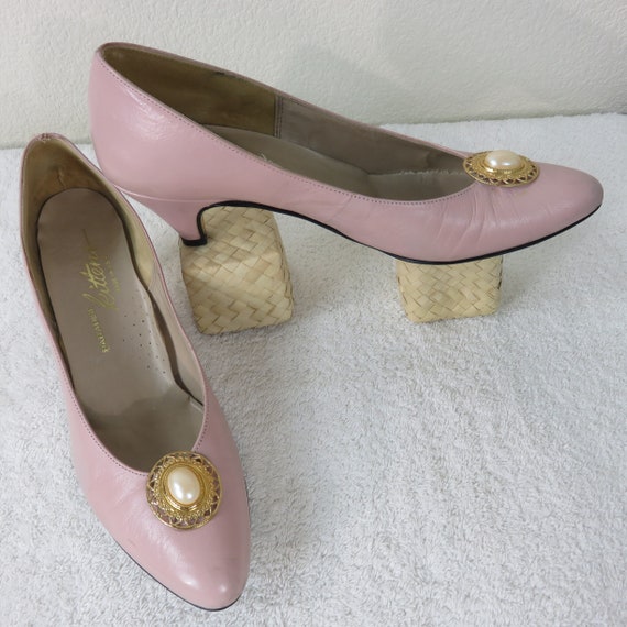 pink leather pumps