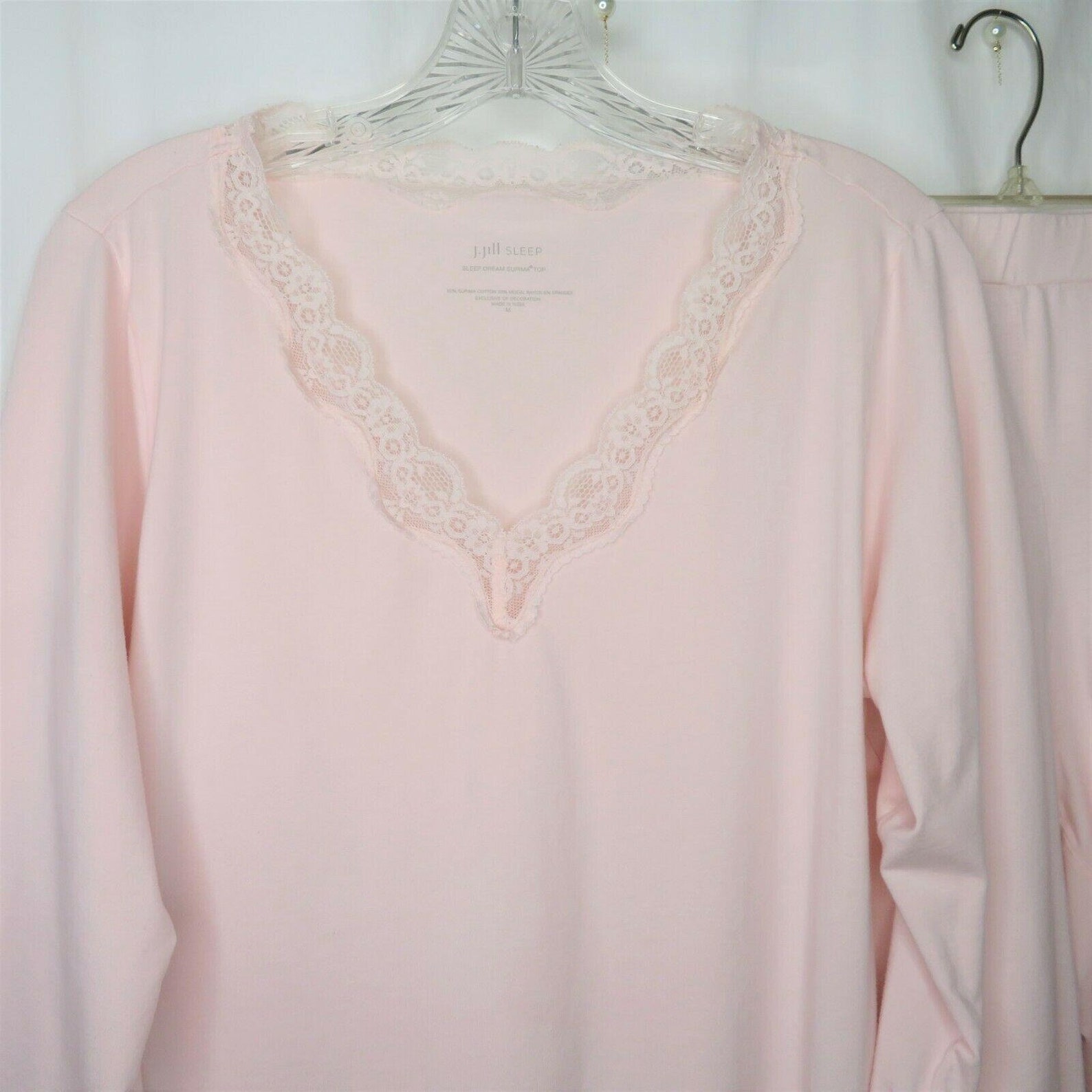 J Jill Sleep Dream Pajamas Set M Pink Lace Trim Sleepwear | Etsy