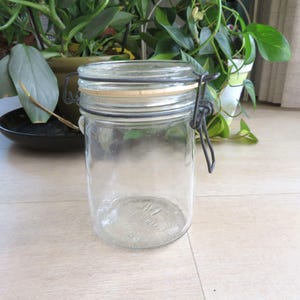 Hermetic Clear Glass Canister Jar 3/4L With Rubber Seal & Wire Hinged Lid Made In Italy