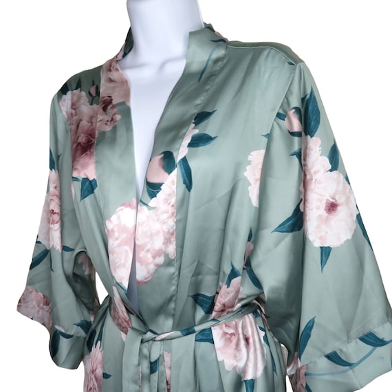 Vintage DB Studio Kimono Robe M Dusty Sage Pink R… - image 3