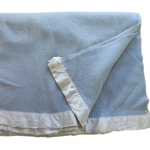 Diamond Center Blanket 1980年代購入 Vintage Vintage Blue Twin Acrylic Thermal Blanket Satin Trim 68 X 86 Made