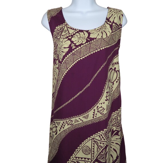 Vintage 70s Handmade Aloha Tank Dress L Purple Fl… - image 5